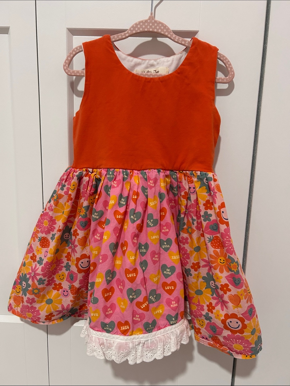 Matilda Jane Orange Bodice Pink Heart & Floral Print Dress